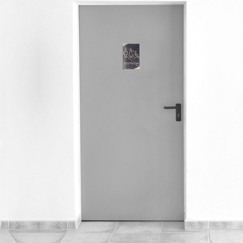 SBlabels Dark Marble Men And Women Restroom Sign / 6" x 9" ADA Unisex With Wheelchair With Braille Gender Neutral Bathroom Sign/Dark Marble Acrylic - Image 3